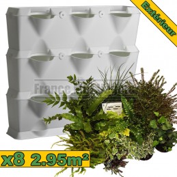 Pack 8 kits mur végétal MiniGarden Vertical Blanc & Plantes d’extérieur