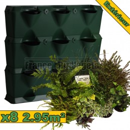 Pack 8 kits mur végétal MiniGarden Vertical Vert & Plantes d’extérieur