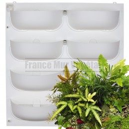 Kit Mur Végétal Intérieur Flowall Blanc 42x40cm 8 pots M & Plantes