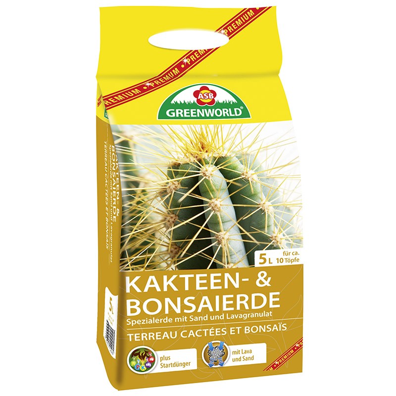 Terreau Cactées & Bonsaïs 5L Premium GreenWorld MonJardinVertical.fr